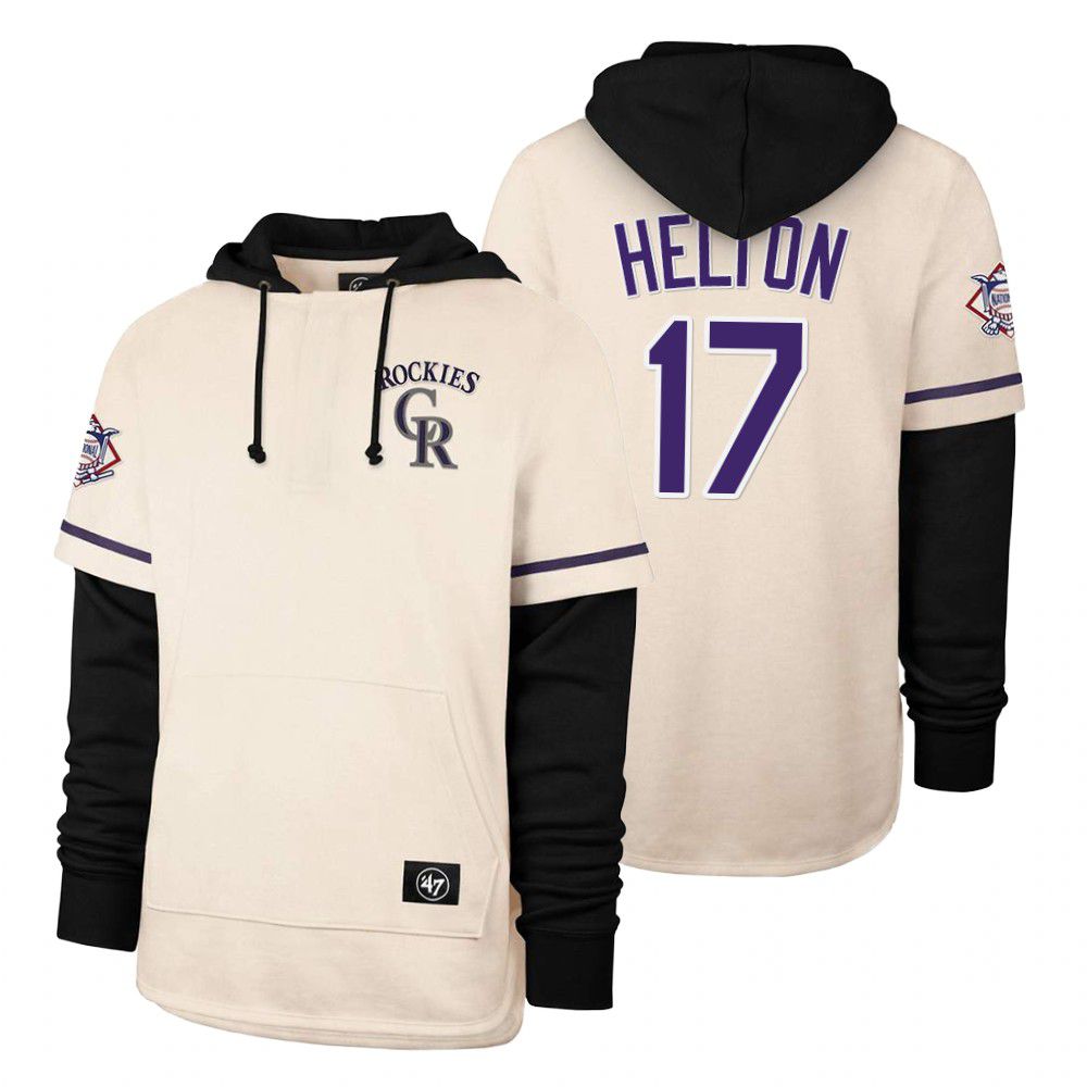 Men Colorado Rockies #17 Helion Cream 2021 Pullover Hoodie MLB Jersey->detroit tigers->MLB Jersey